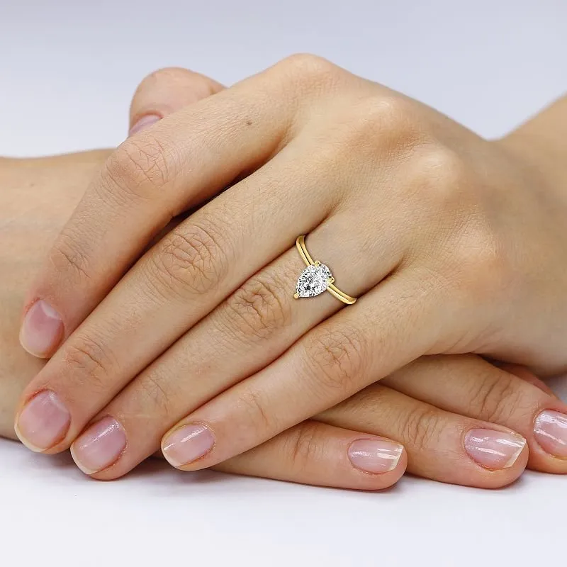 0.50-3.00 CT Pear Cut Lab Grown Diamonds - Solitaire Ring