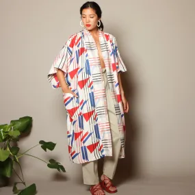1940's Printed Linen Kimono Duster