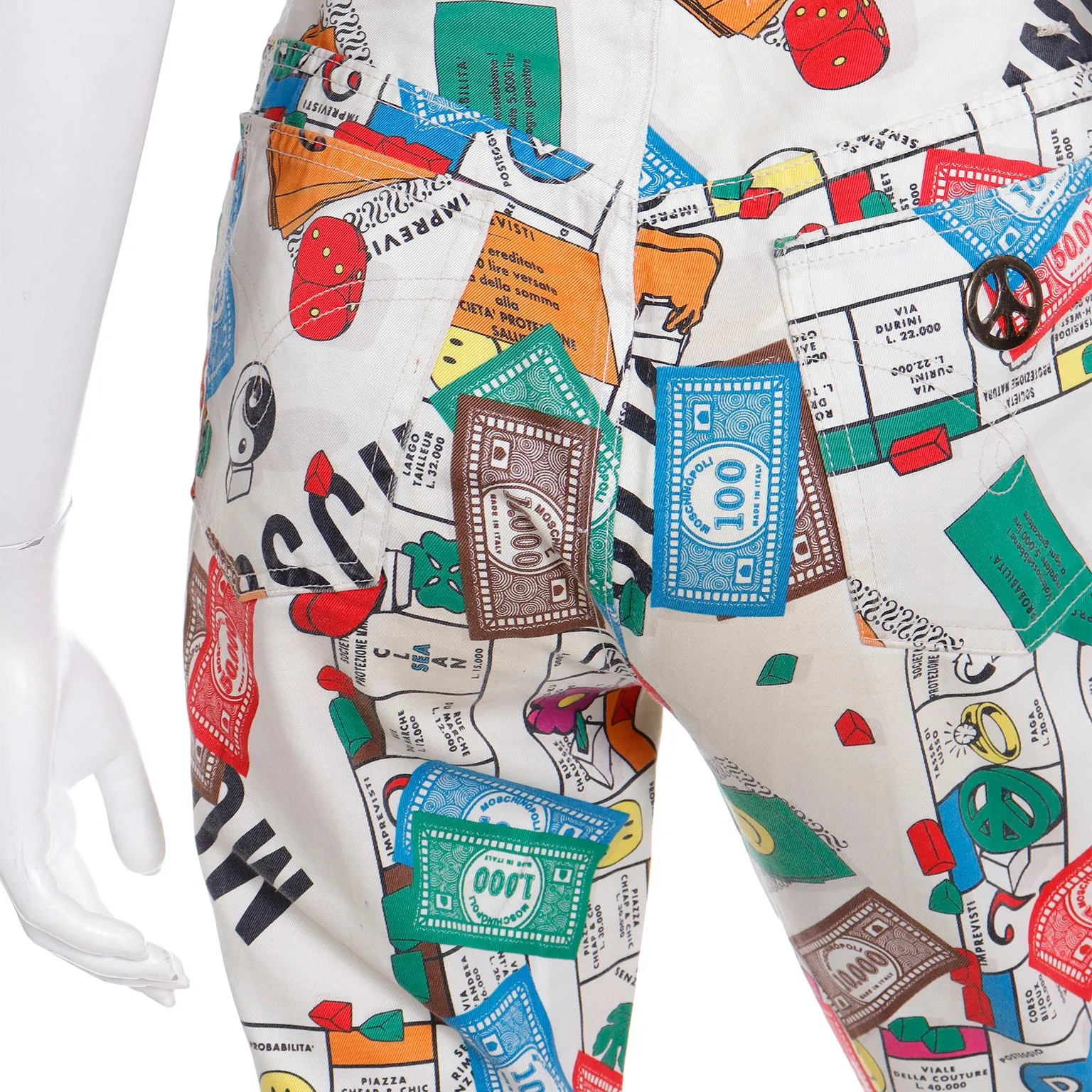 1990s Moschino Monopoly Theme Novelty Pants Moschinopoly Jeans