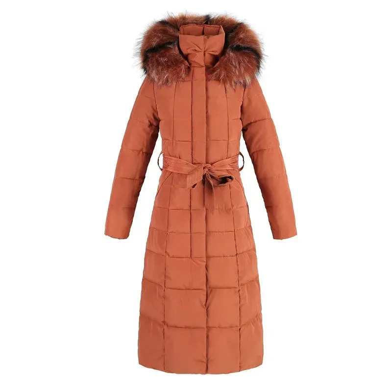 2024 Winter New Women's Clothing down Cotton-Padded Coat Long Fashion Slim Fit below the Knee Thickened Coat