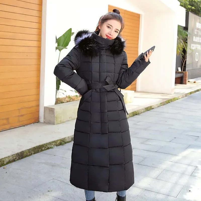 2024 Winter New Women's Clothing down Cotton-Padded Coat Long Fashion Slim Fit below the Knee Thickened Coat