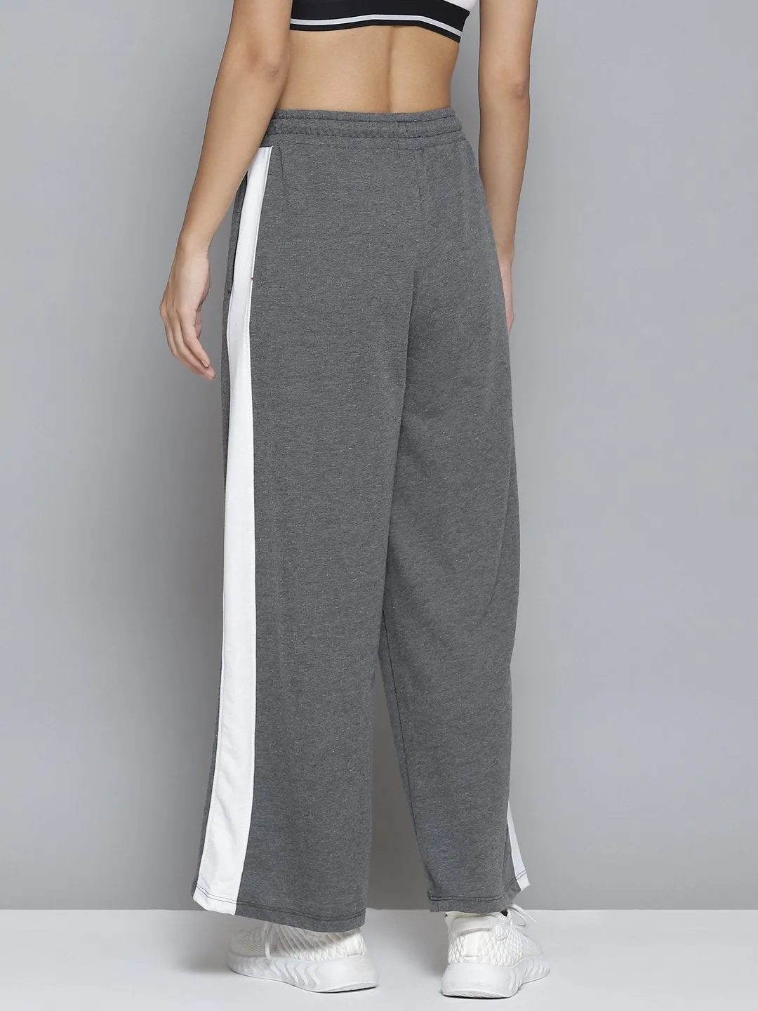 Alcis Women Grey & White Striped Relaxed Fit Joggers