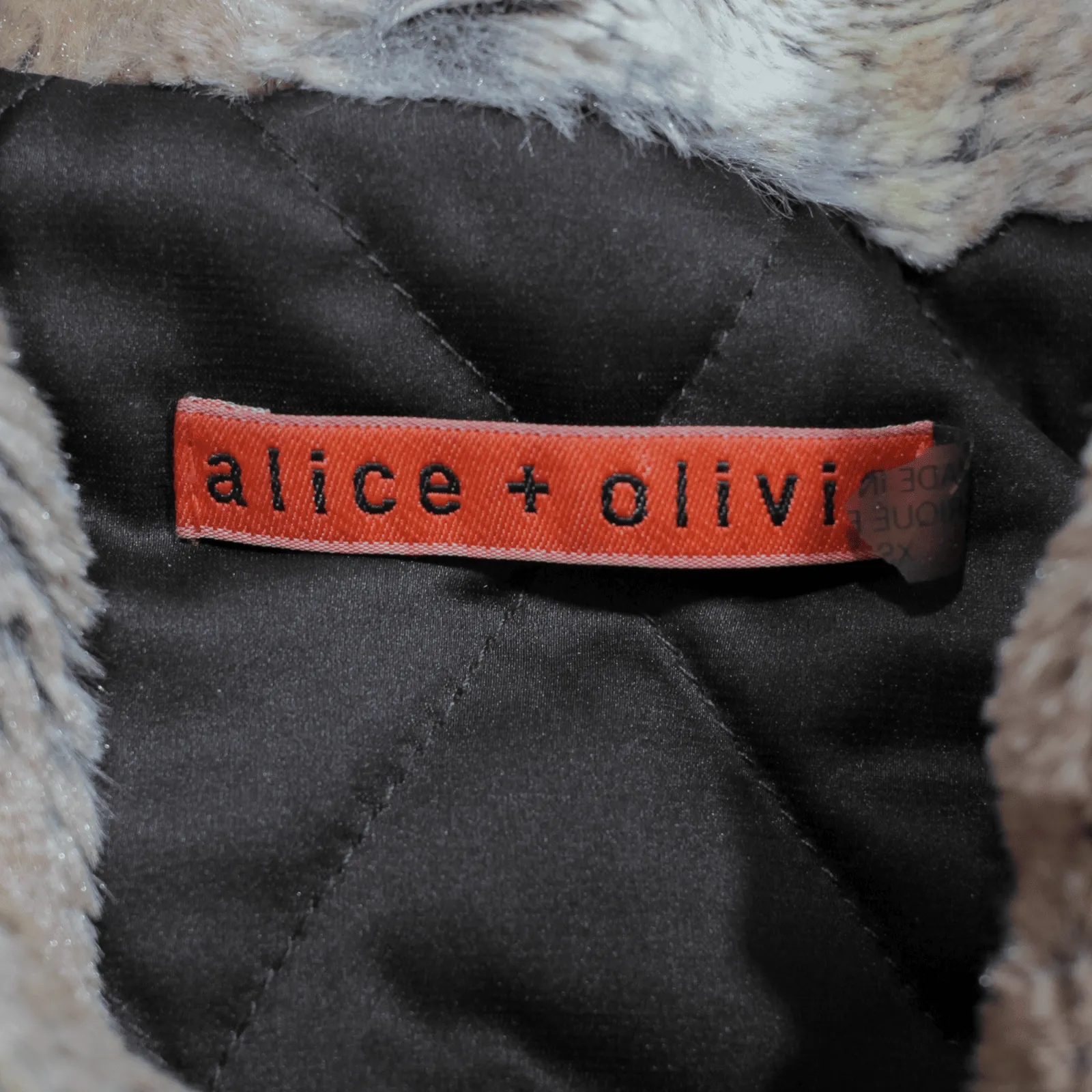 ALICE & OLIVIA Faux Fur Quilted Lined Coat Brown Womens S