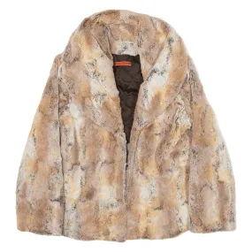 ALICE & OLIVIA Faux Fur Quilted Lined Coat Brown Womens S