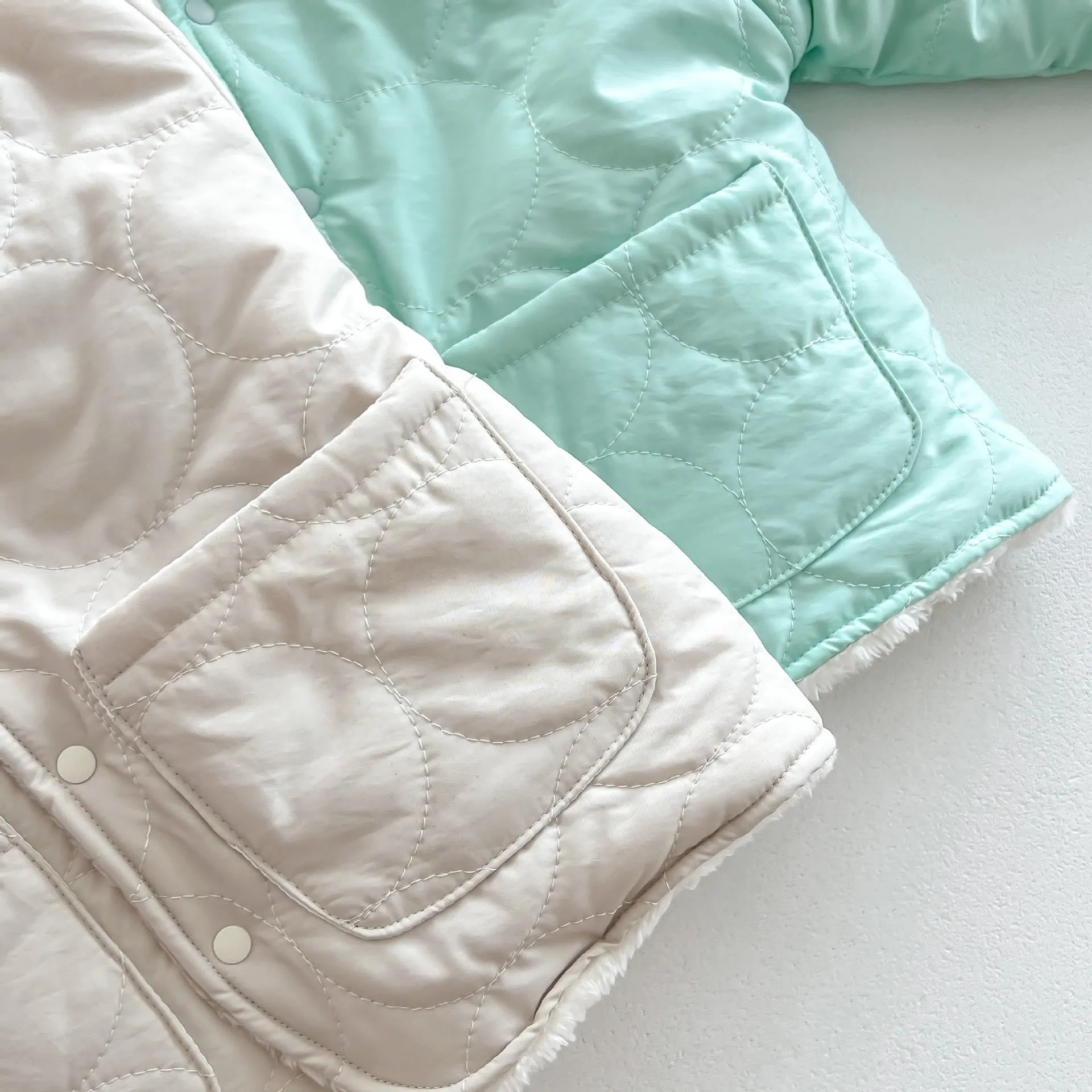 Baby Hooded Reversible Quilted Bear Coat