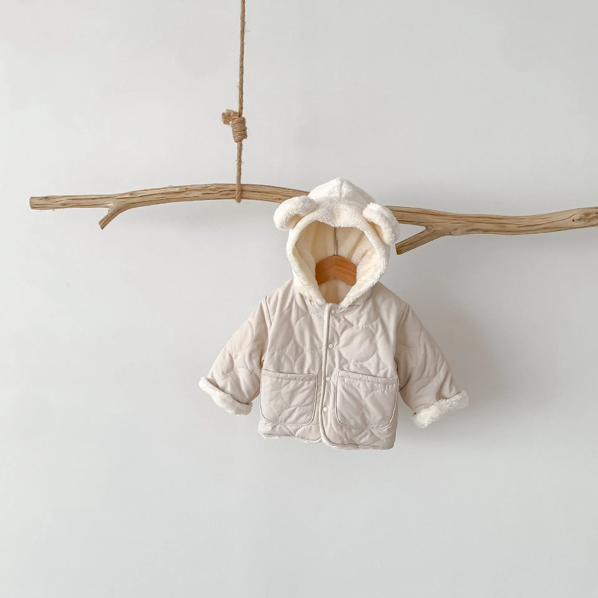 Baby Hooded Reversible Quilted Bear Coat