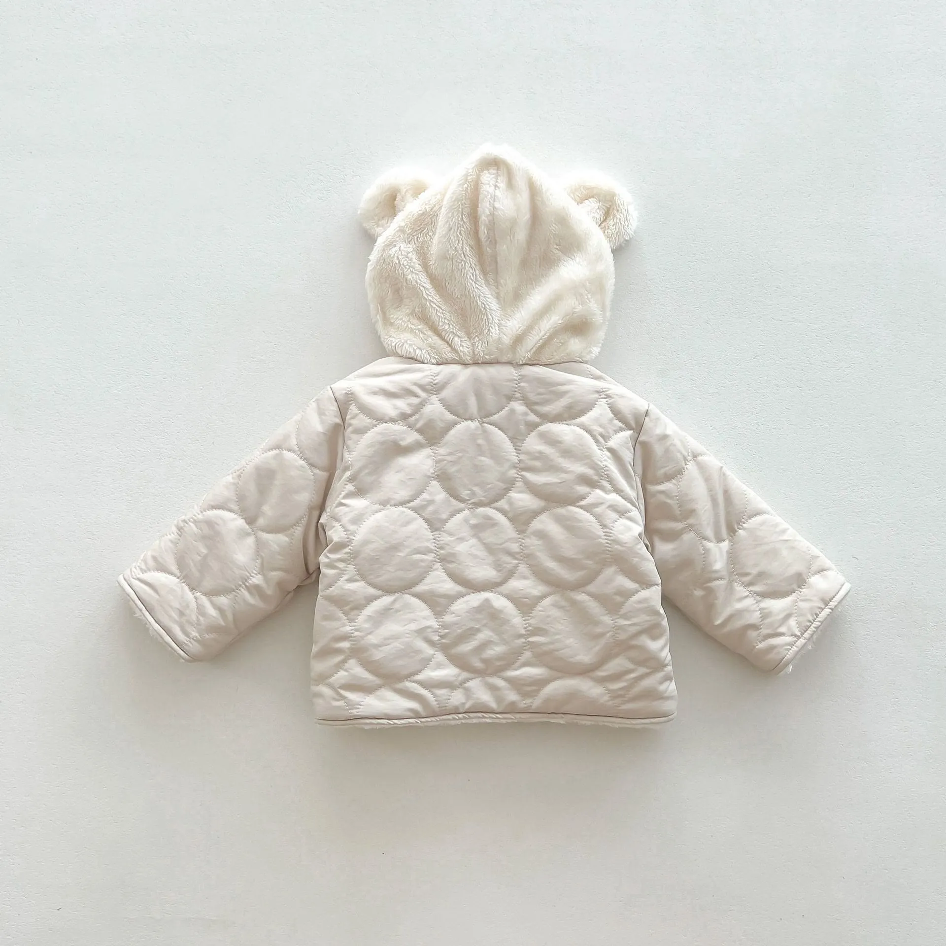 Baby Hooded Reversible Quilted Bear Coat