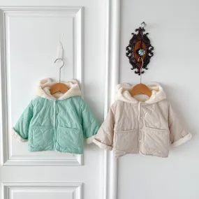 Baby Hooded Reversible Quilted Bear Coat