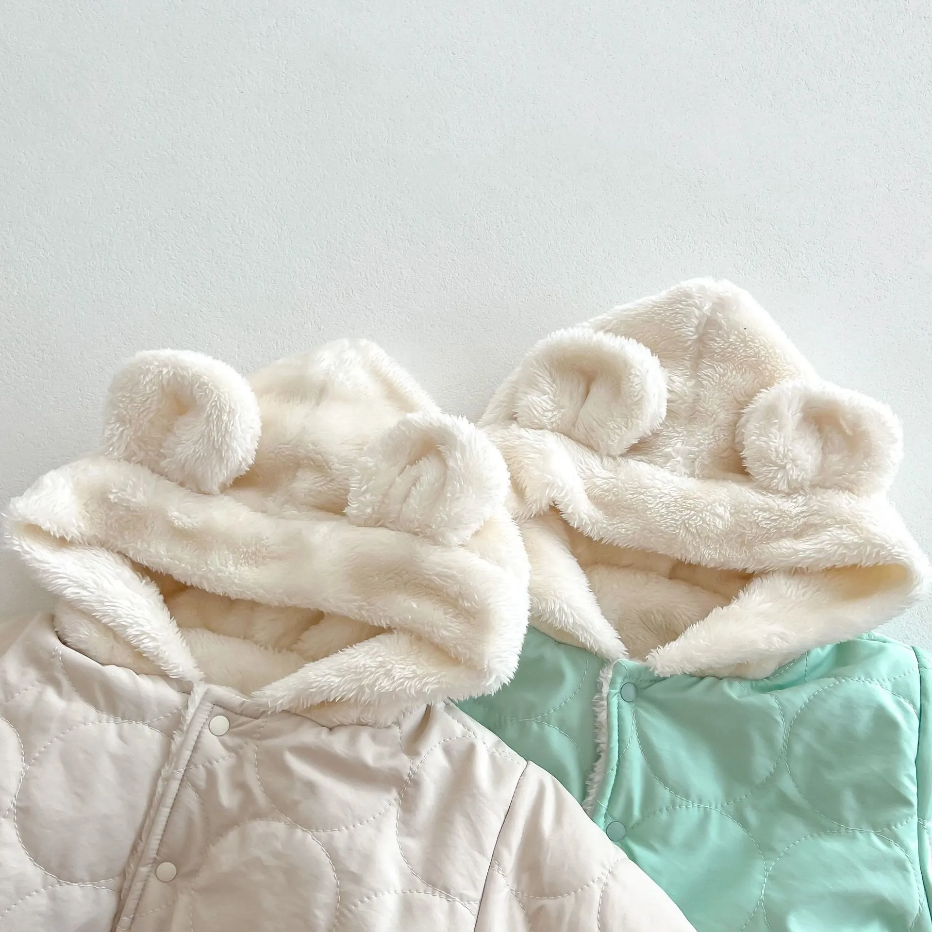 Baby Hooded Reversible Quilted Bear Coat