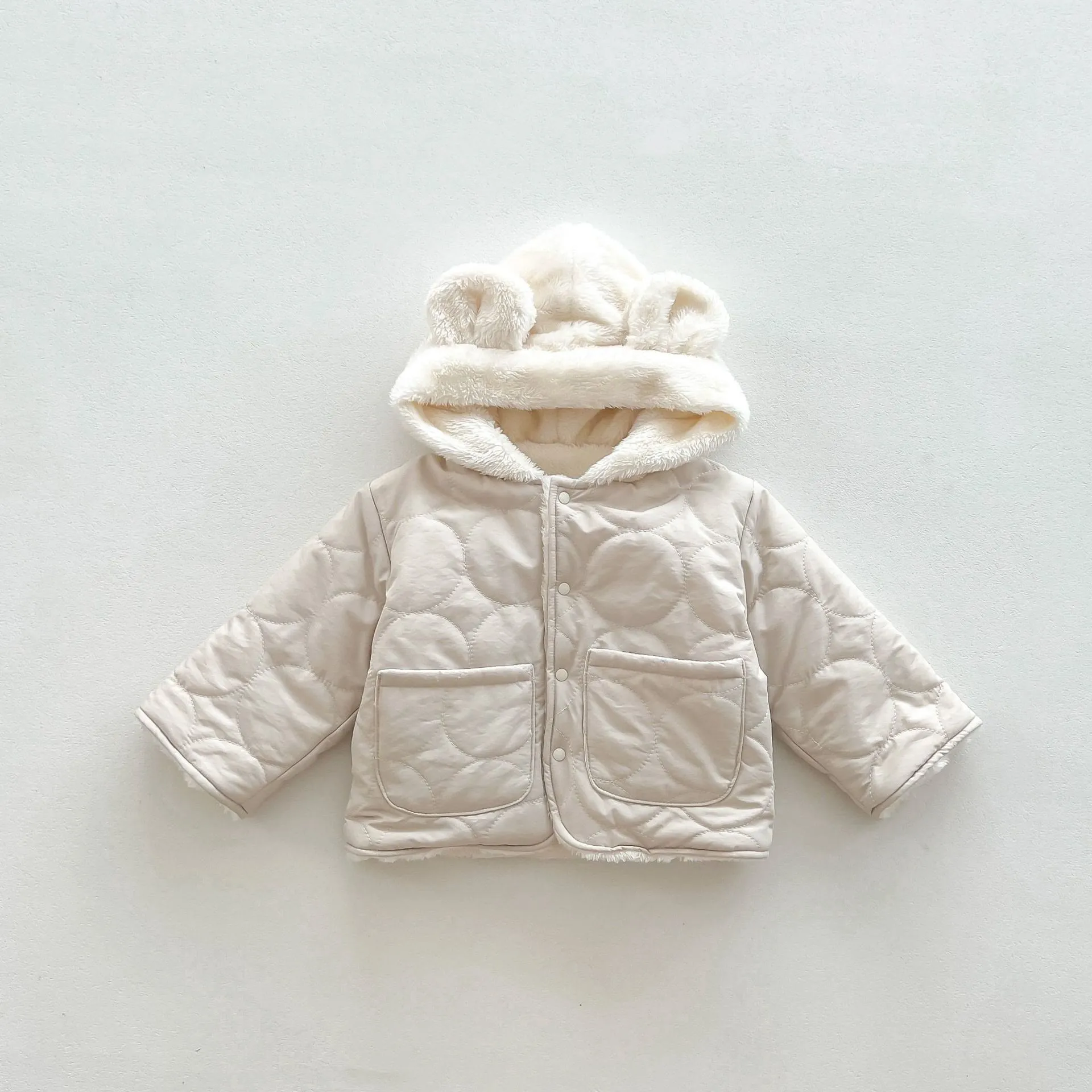Baby Hooded Reversible Quilted Bear Coat
