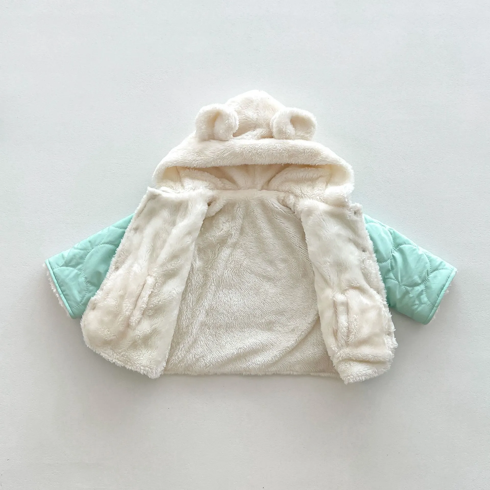 Baby Hooded Reversible Quilted Bear Coat