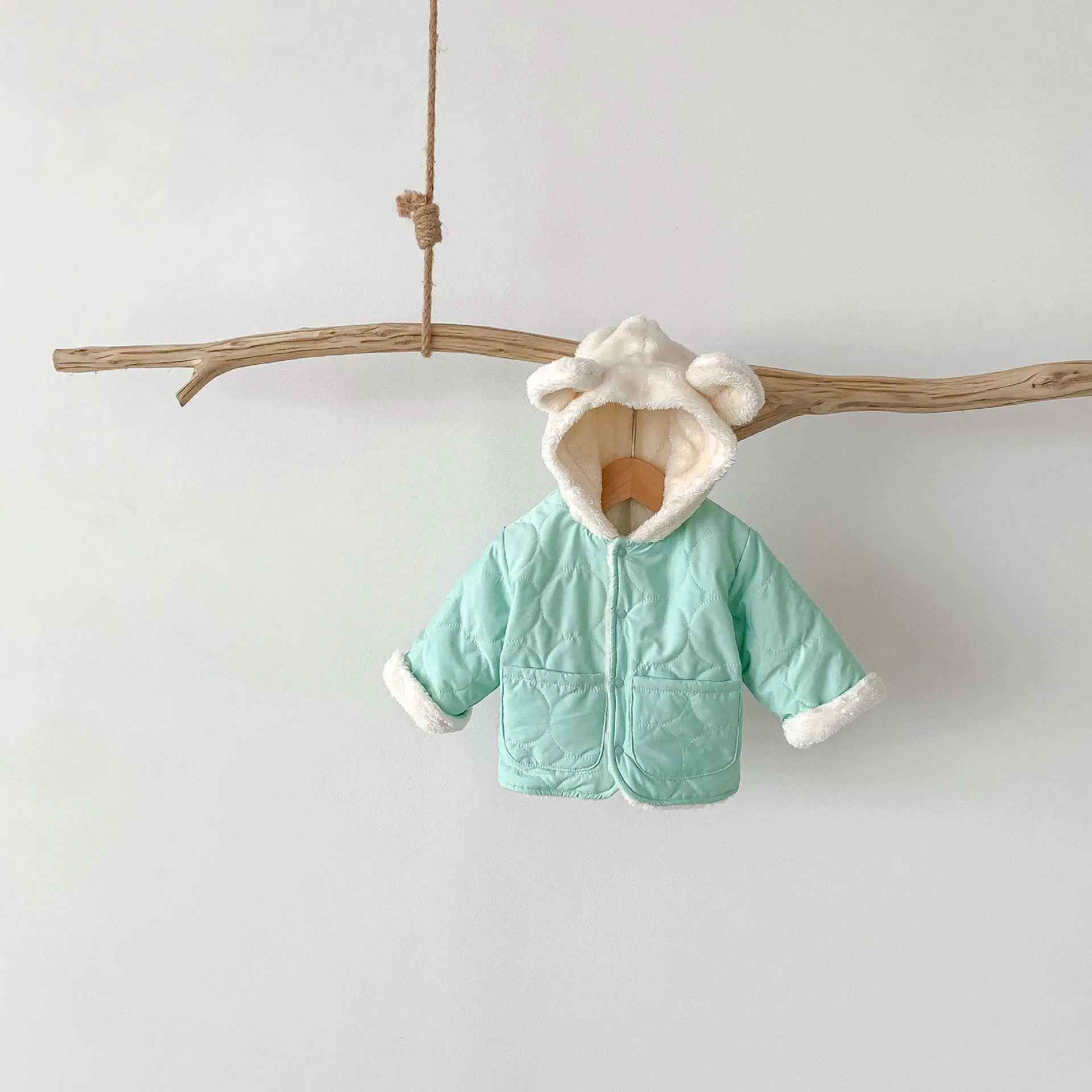 Baby Hooded Reversible Quilted Bear Coat