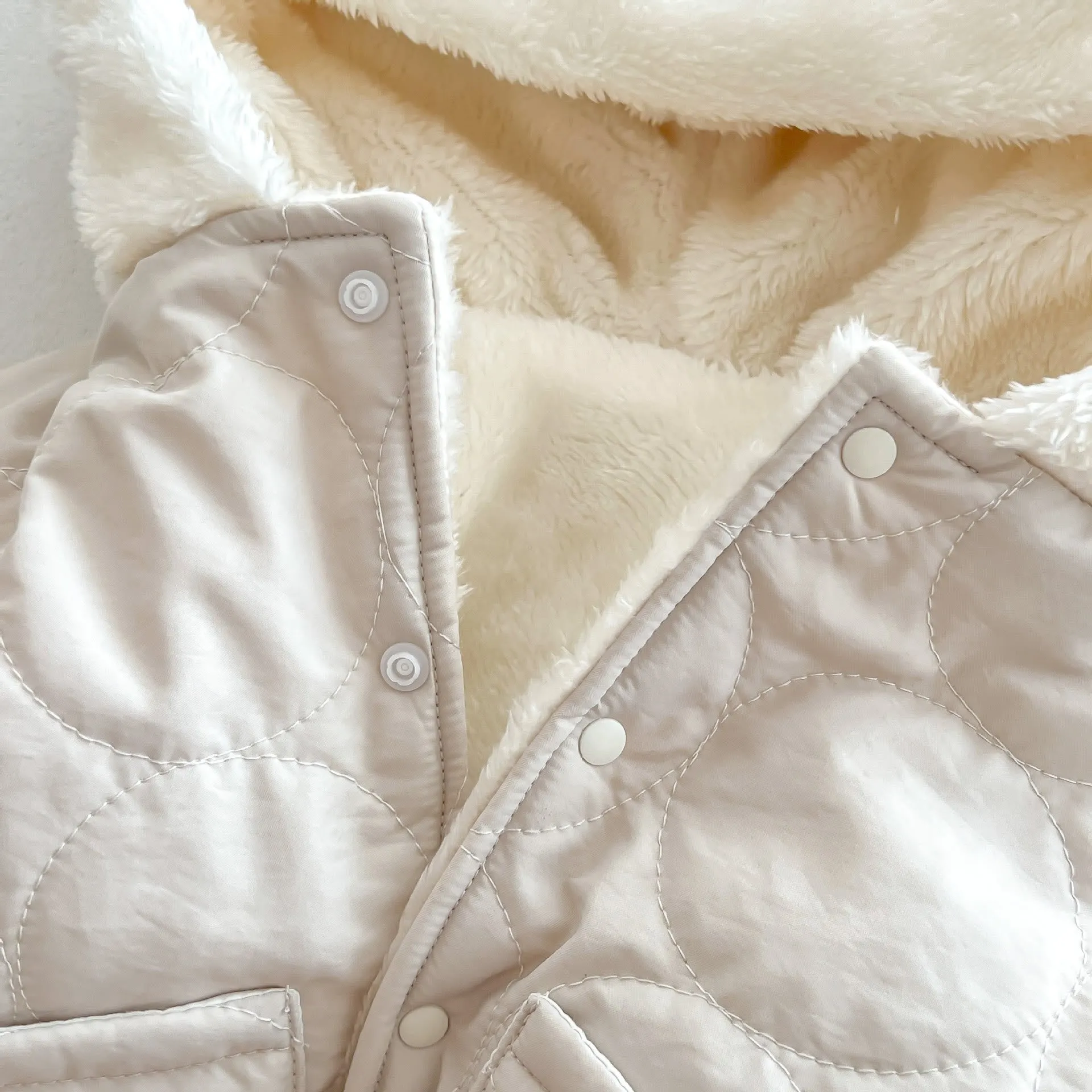 Baby Hooded Reversible Quilted Bear Coat