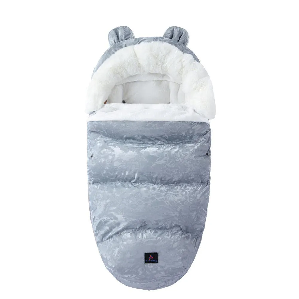 Baby Sleeping Bag Baby Going Out Thickened Fleece Warm Stroller Fur Collar Winter Newborn Anti-kicking Blanket