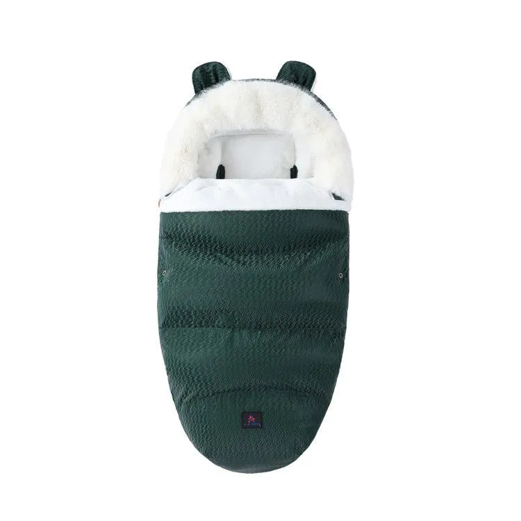 Baby Sleeping Bag Baby Going Out Thickened Fleece Warm Stroller Fur Collar Winter Newborn Anti-kicking Blanket