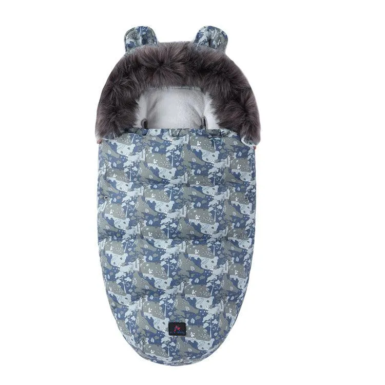 Baby Sleeping Bag Baby Going Out Thickened Fleece Warm Stroller Fur Collar Winter Newborn Anti-kicking Blanket