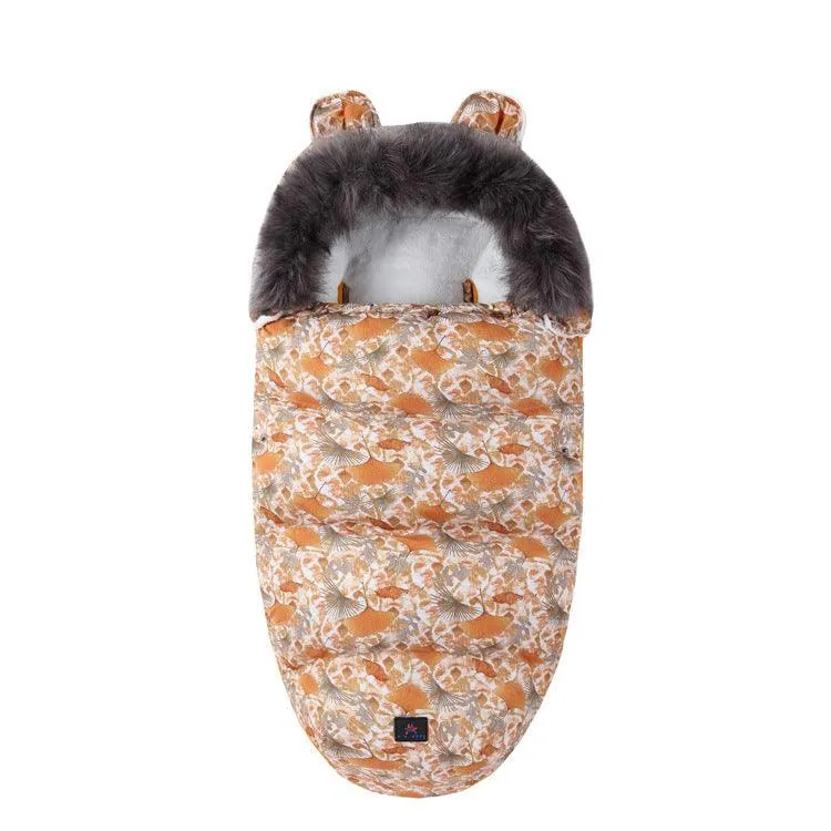 Baby Sleeping Bag Baby Going Out Thickened Fleece Warm Stroller Fur Collar Winter Newborn Anti-kicking Blanket