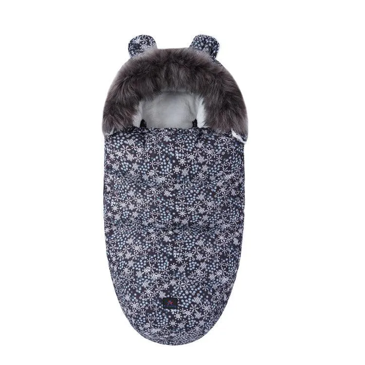 Baby Sleeping Bag Baby Going Out Thickened Fleece Warm Stroller Fur Collar Winter Newborn Anti-kicking Blanket