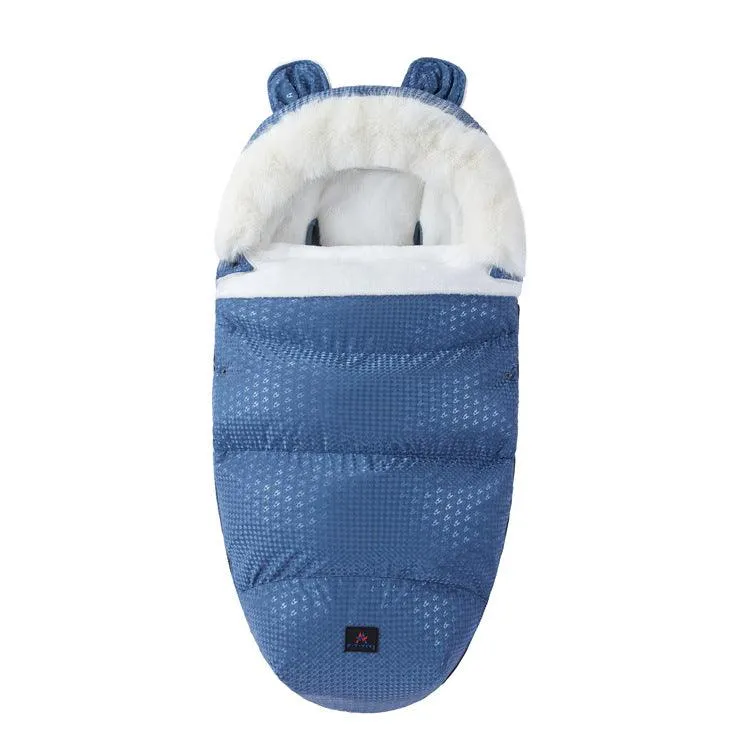 Baby Sleeping Bag Baby Going Out Thickened Fleece Warm Stroller Fur Collar Winter Newborn Anti-kicking Blanket