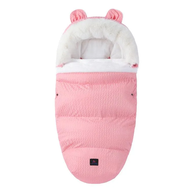 Baby Sleeping Bag Baby Going Out Thickened Fleece Warm Stroller Fur Collar Winter Newborn Anti-kicking Blanket
