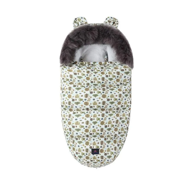 Baby Sleeping Bag Baby Going Out Thickened Fleece Warm Stroller Fur Collar Winter Newborn Anti-kicking Blanket