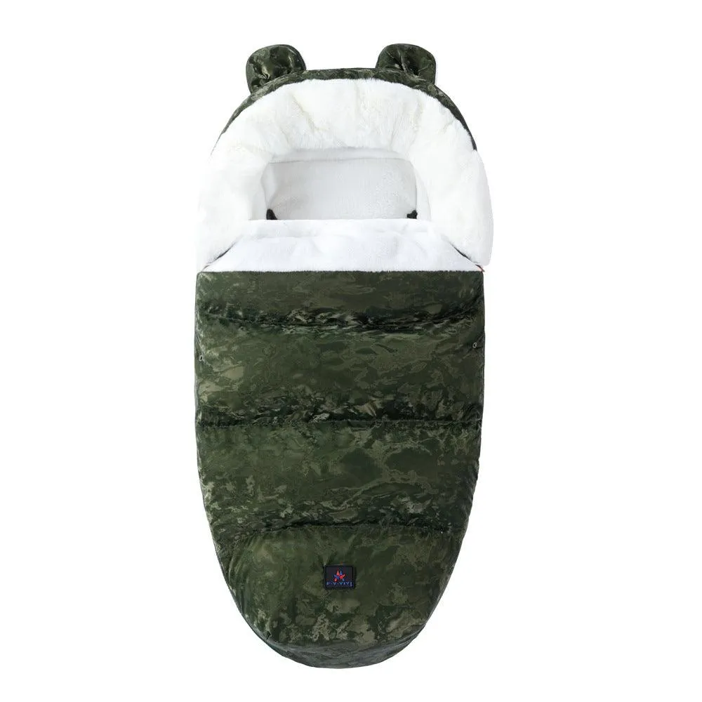Baby Sleeping Bag Baby Going Out Thickened Fleece Warm Stroller Fur Collar Winter Newborn Anti-kicking Blanket