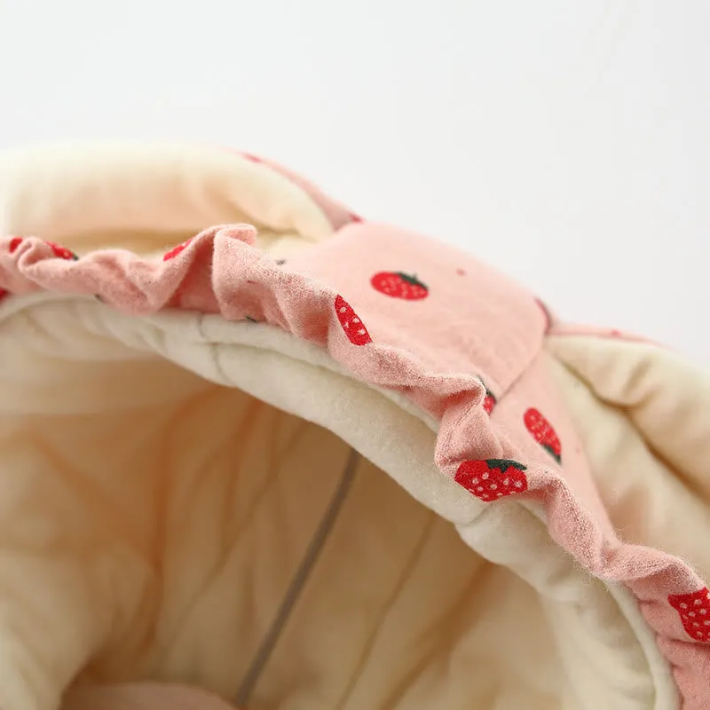 Baby Toddler Ears Strawberry Quilted Coat with Bag
