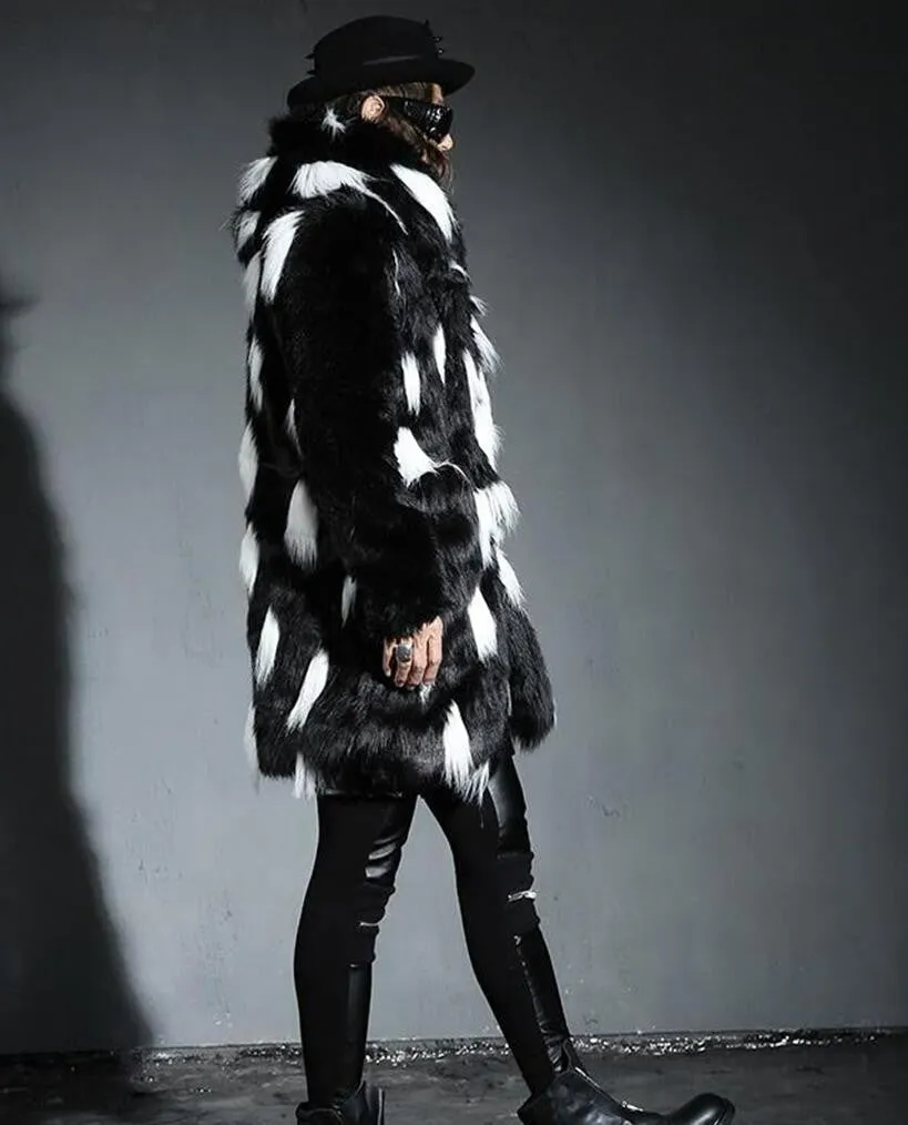 Black and White Fur Spot Fashionable Men Jacket