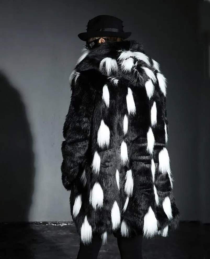 Black and White Fur Spot Fashionable Men Jacket