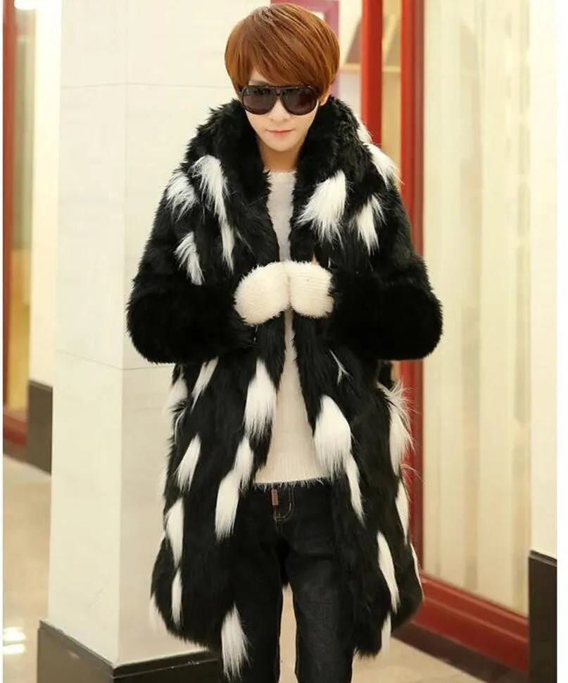 Black and White Fur Spot Fashionable Men Jacket