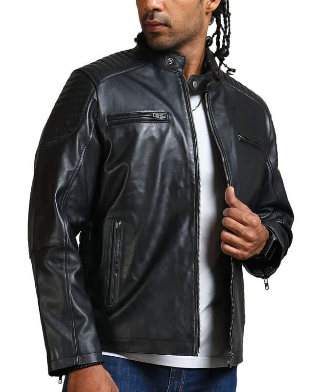 Black Gothic Biker Leather Jacket