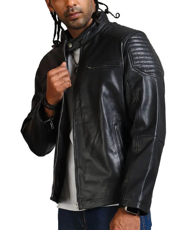 Black Gothic Biker Leather Jacket