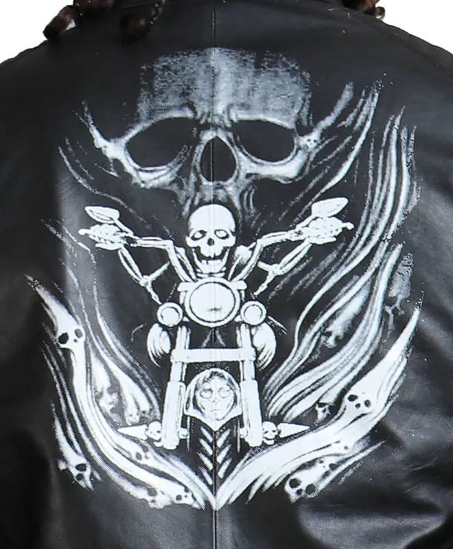 Black Gothic Biker Leather Jacket
