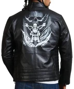 Black Gothic Biker Leather Jacket
