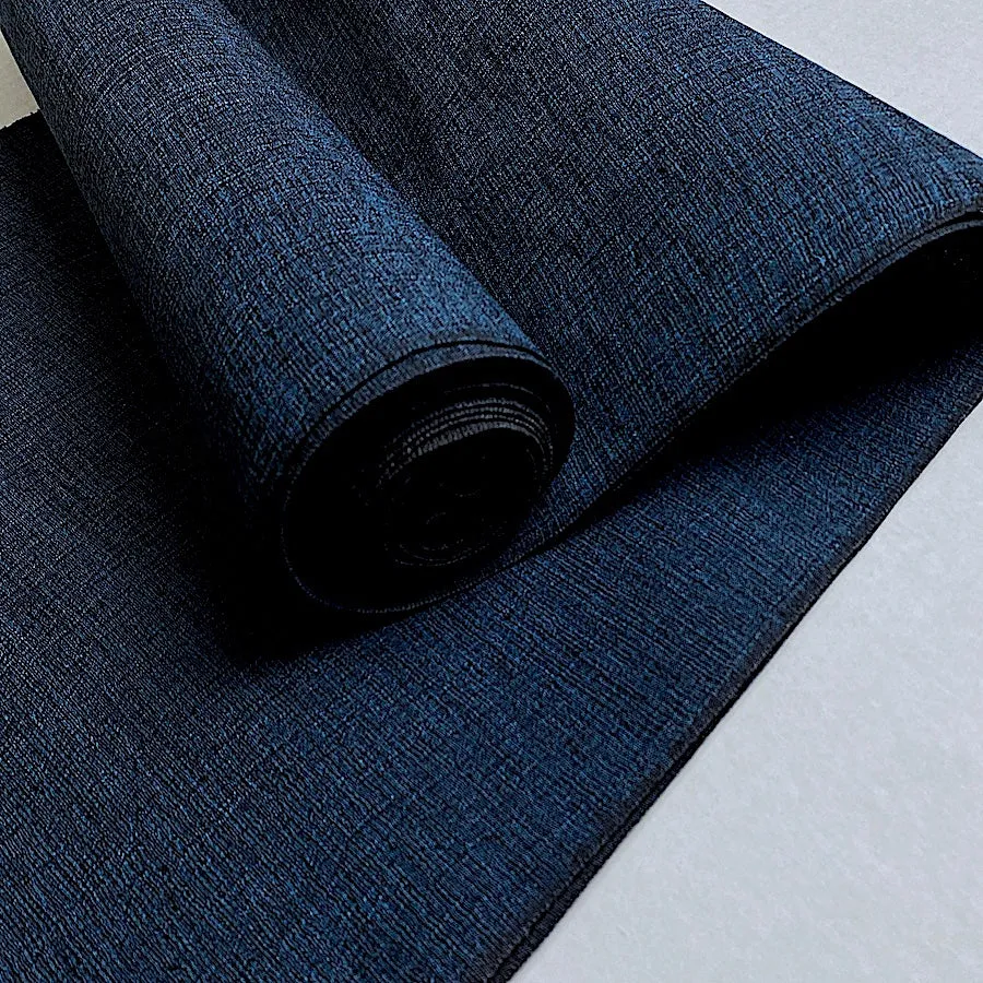 Black/Midnight Blue Stiff Papery Textured Crinkled Vintage Japanese Crepe by the Yard,  #331