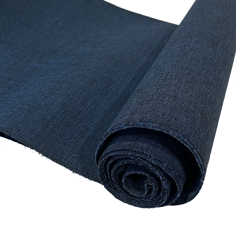 Black/Midnight Blue Stiff Papery Textured Crinkled Vintage Japanese Crepe by the Yard,  #331