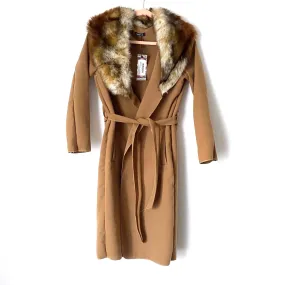 Boohoo Petite Faux Fur Collar Belted Coat NWT- Size S