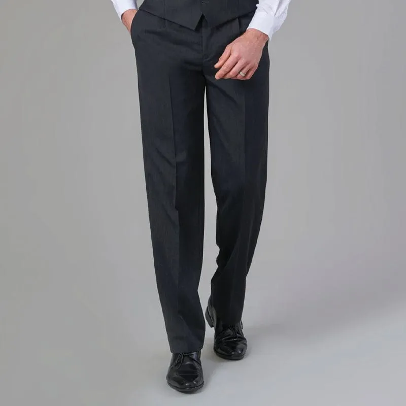 Brook Taverner Langham Single Pleat Trouser - Charcoal