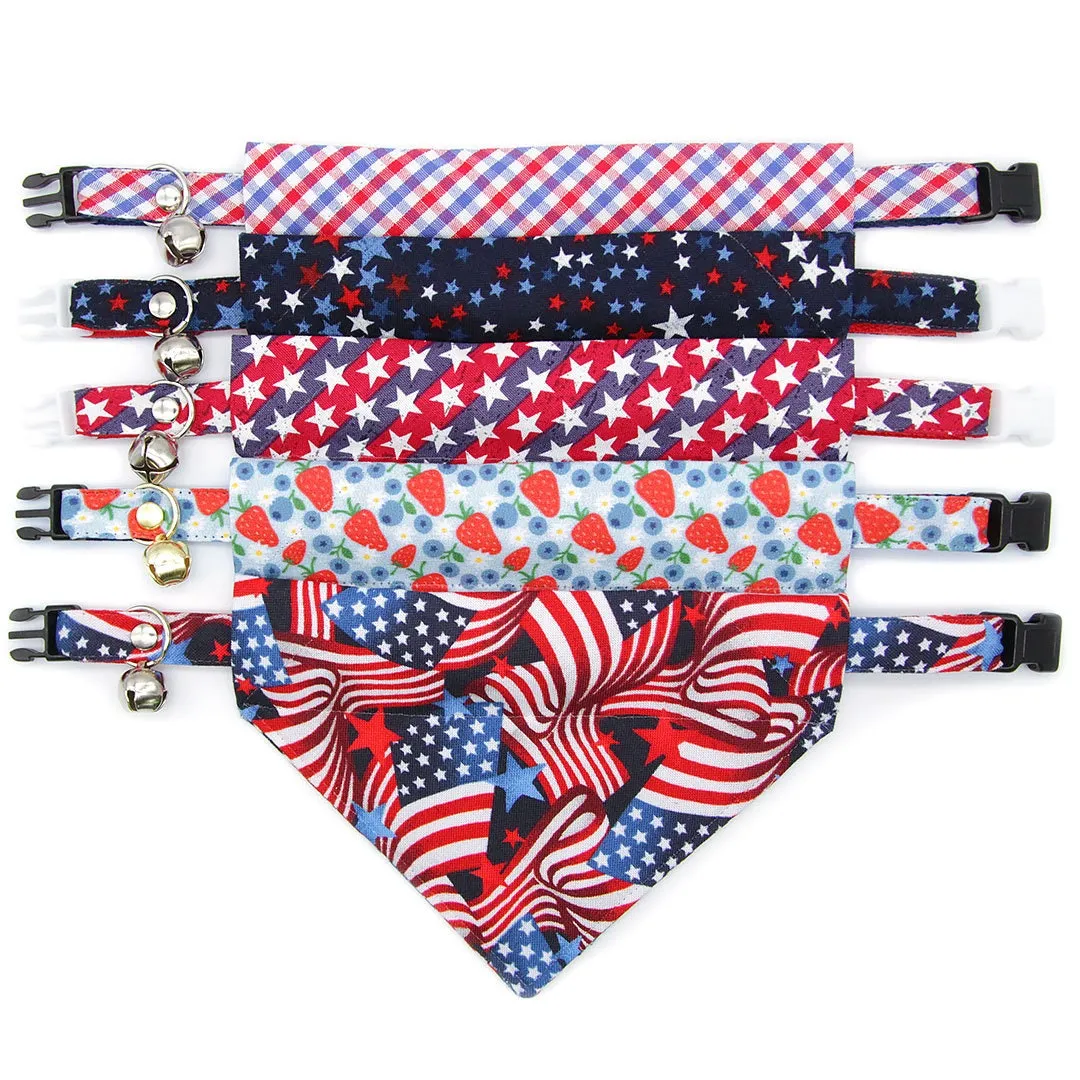 Cat Bandana - "Berry Bramble" - Blueberry Bandana for Cat   Small Dog/Summer, Patriotic, Blue, 4th of July, Strawberry Fruit Cat Bandana