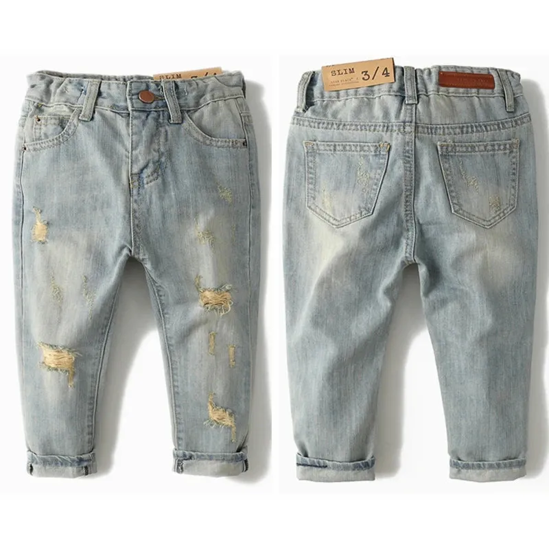 Chumhey 0-8T Top Quality Spring Kids Jeans Children Pants Baby Boys Girls Denim Trousers Infant Clothing broken hole Clothes