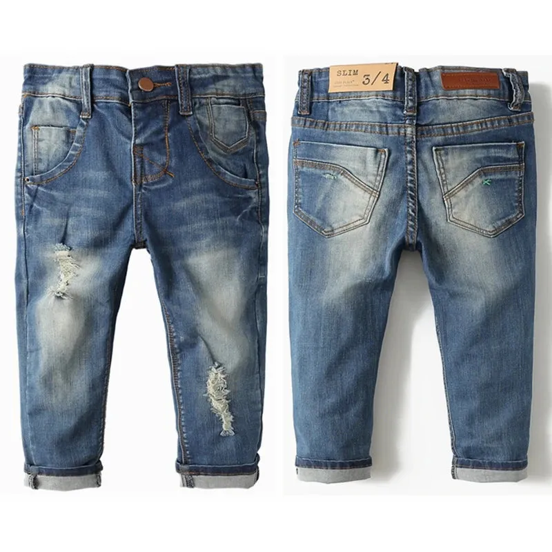 Chumhey 0-8T Top Quality Spring Kids Jeans Children Pants Baby Boys Girls Denim Trousers Infant Clothing broken hole Clothes