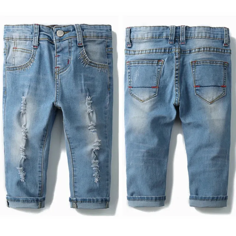Chumhey 0-8T Top Quality Spring Kids Jeans Children Pants Baby Boys Girls Denim Trousers Infant Clothing broken hole Clothes