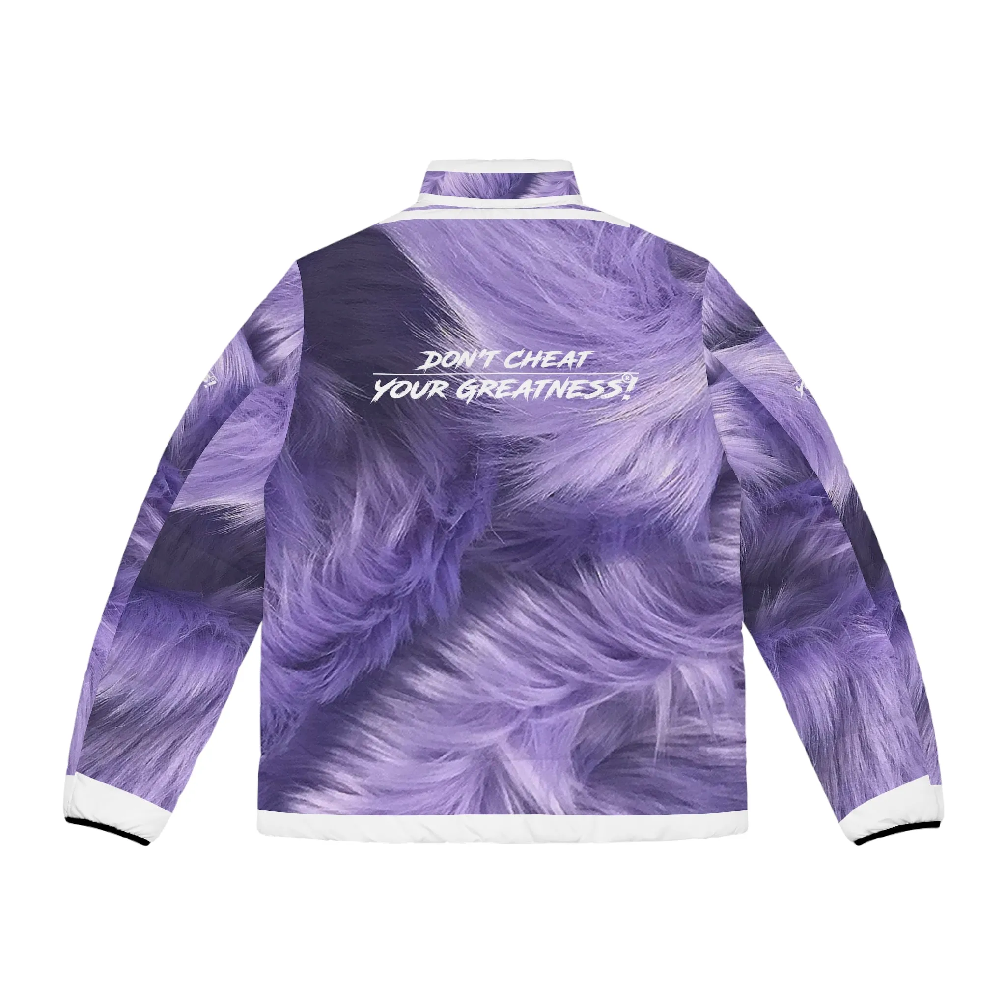 DCYG White logo & Purple Fur Xclusive Unisex Puffer Jacket (AOP)