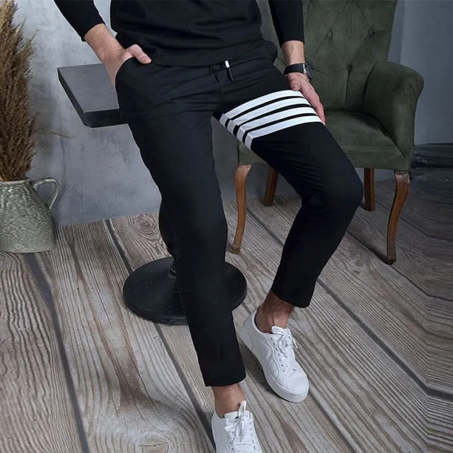 Fashionable Athletic Jogger Striped Sweat Pants