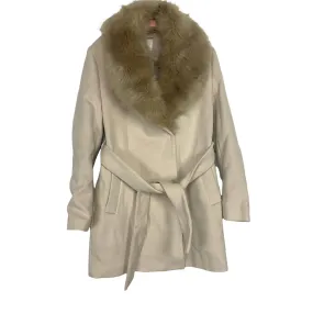 H&M Cream Removable Faux Fur Collar Snap Closure Jacket NWT- Size S