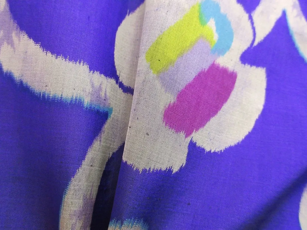 Haori Jacket Vintage(1920-1950) Blueish Purple Camellia Meisen Silk #8268C1