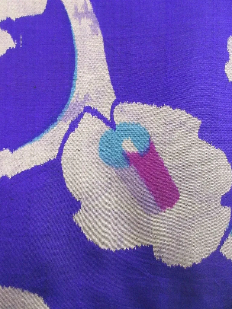 Haori Jacket Vintage(1920-1950) Blueish Purple Camellia Meisen Silk #8268C1