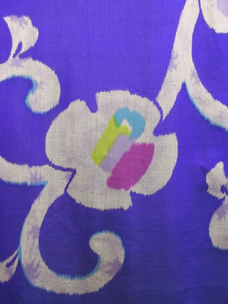 Haori Jacket Vintage(1920-1950) Blueish Purple Camellia Meisen Silk #8268C1