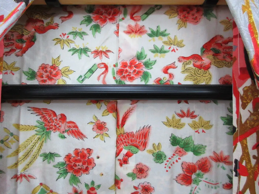Haori Jacket Vintage(1920-1950) Gray Plum blossom Rinzu Long Silk #7803K5