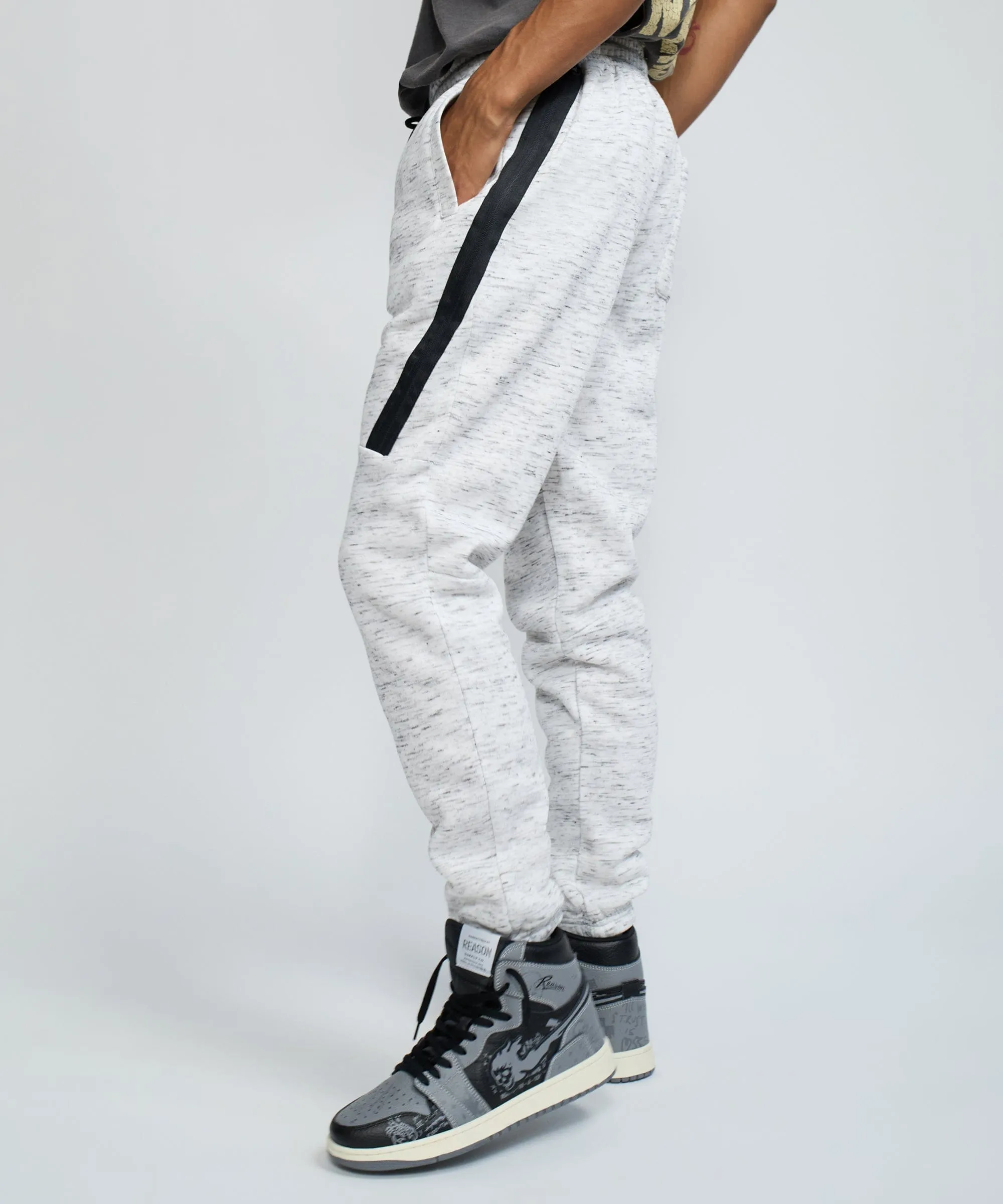 Haram Slim Fit Light Grey Jogger With Zip Detail - White